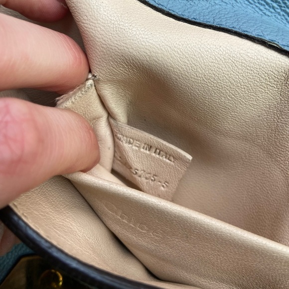 Chloe Mini-Elsie Bag in Light Blue with Turn Lock Clasp Crossbody Shoulder Purse - Picture 10 of 12